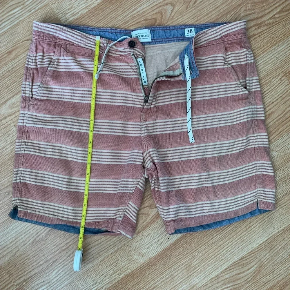 Lucky Brand Baja Henley Red Striped Bermuda Shorts Size 38